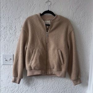 Women's Avec Les Filles Beige Bomber Jacket